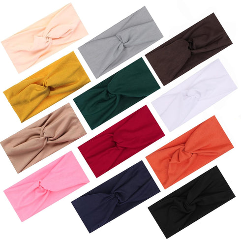 XTREND 6 Pcs Women's Twisted Cross Headbands, Non-Slip Soft Yoga Workout Hair Accessories in Solid Colors