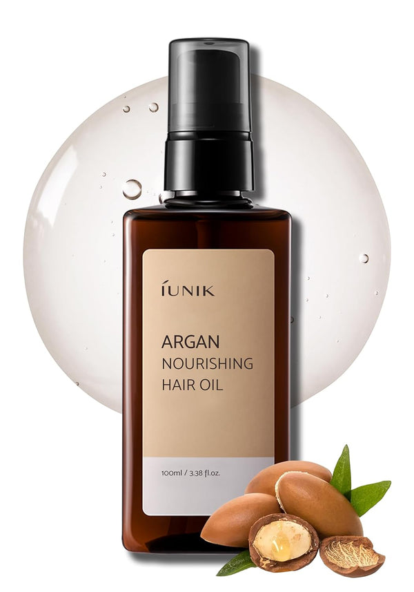 IUNIK Argan 3.9% Hair Oil Serum, Nourishing Anti Frizz Treatment for Dry Damaged Hair, 3.38 Fl Oz Korean