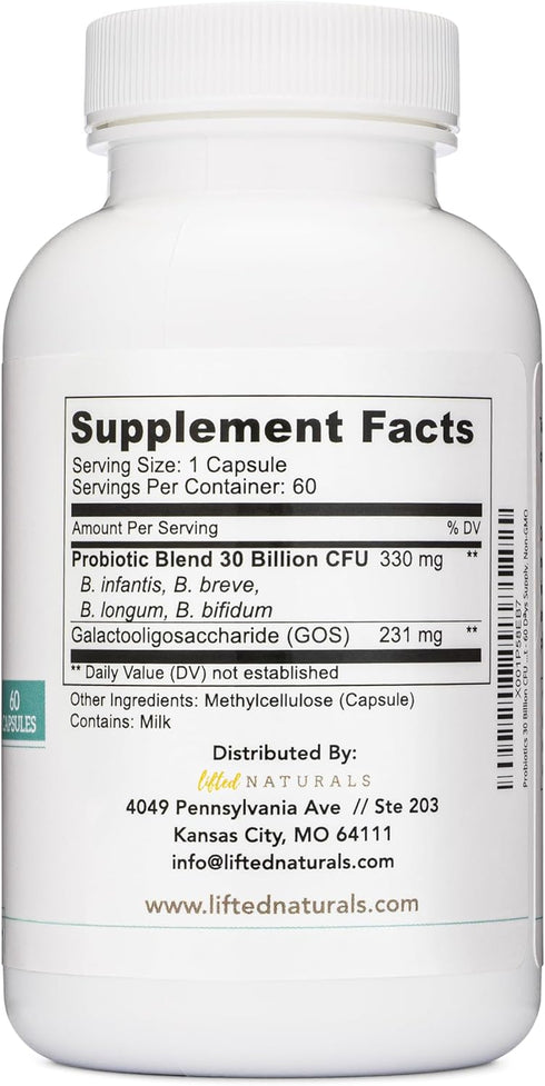Probiotics 30 Billion CFU Supplement with Prebiotics for Mood & Digestion Support - 60 Days Supply