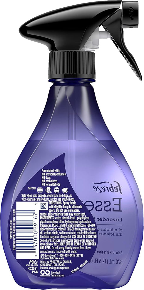 Febreze Fabric Spray, Fabric Refresher Essentials, Odor Eliminator, Lavender & Eucalyptus, 12.5 Oz (Pack of 3)