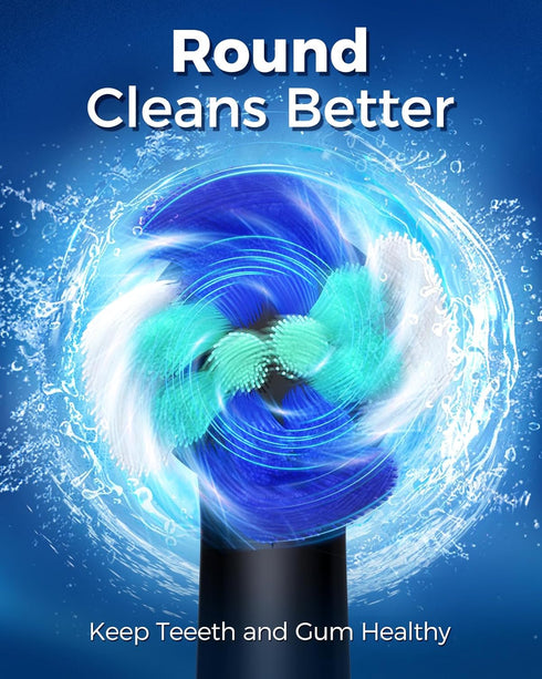 Rotating Electric Toothbrush for Adults with 8 Brush Heads (2 Types), 4 Modes, Rechargeable Power, 2 Min Smart Timer