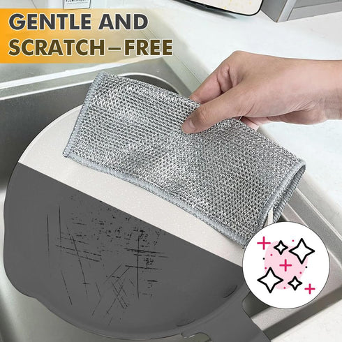 10 Pcs Reusable Wire Dishwashing Rags, Non-Scratch Multipurpose Cleaning Pads for Washing Dishes, Pots, Pans