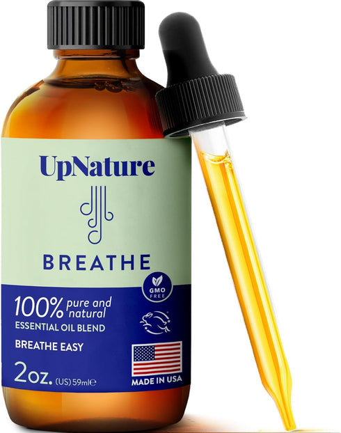 UpNature Breathe Essential Oil Blend - 2oz Essential Oils for Diffusers, Humidifiers, Aromatherapy for Breathing Comfort