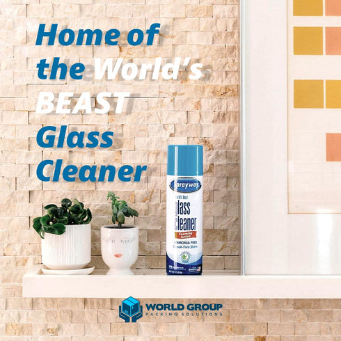 World Group Packing Solutions Glass Cleaner Foam, 19oz - 2 Pack, Fresh Scent with 2 Microfiber Rags