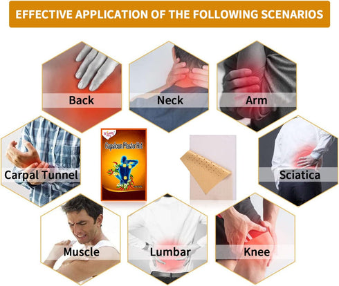 20 PCS Capsaicin & Pain Patches - Heat Patches for Back, Knee, Neck, Shoulder, Muscle (XL 4.72" * 7.09")