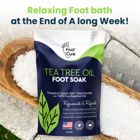 Tea Tree Oil Foot Soak with Epsom Salt, 16 oz - For Toenail Repair, Athletes Foot, Spa Care