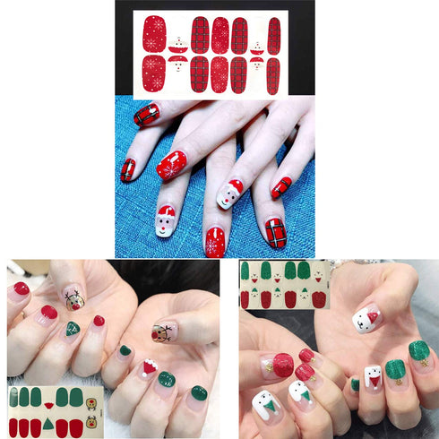 TailaiMei 15 Sheets Christmas Nail Stickers, 7 Sheets Nail Wraps and 8 Sheets Nail Decals for DIY Nail Art