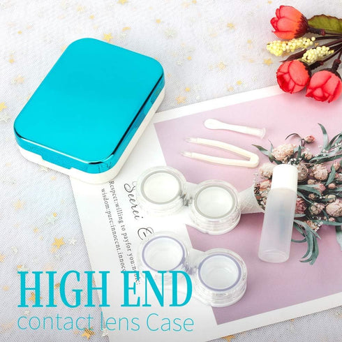 ofone Contact Lens Case, Two Pack Portable Travel Cases with Remover Tool, Tweezers, Mirror, Solution Bottle