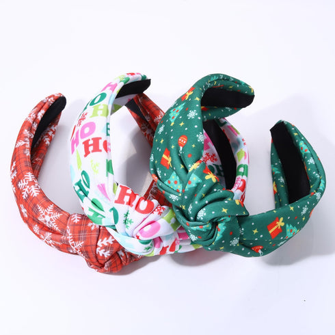 NVENF Festive Holiday Headband for Women, Halloween Christmas Thanksgiving New Year Knotted Hair Accessories