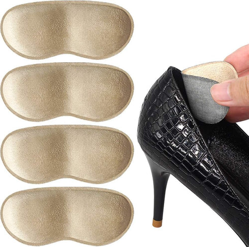 Dr.Foot Heel Grips for Men and Women - Self-Adhesive Heel Cushion Inserts, 2 Pairs + Extra 1 Pair (Beige)