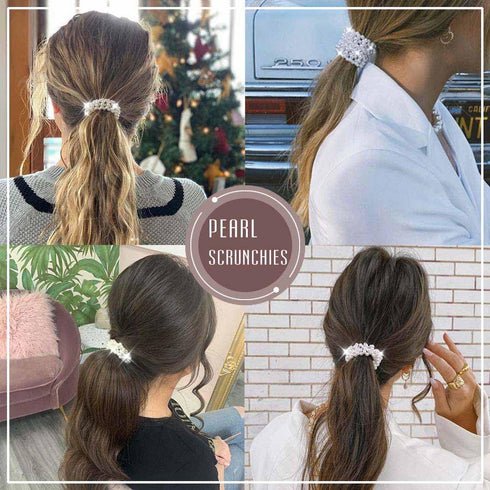 Unicra Pearl Hair Scrunchies, Decorative Hair Ties Ponytail Holder, Hair Accessories for Women, Pack of 3