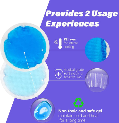 Reusable Instant Ice Packs for Injuries, Small Cold Pack for Face, Fever Relief for Kids, Warm Compress for Headache