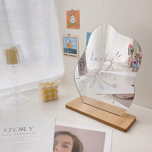 Makeup Mirror with Stand, Acrylic Desk Decor Aesthetic Mirror, Separable Wall Mounted Gift Mirror for Women Men Girls