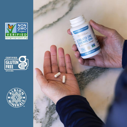 Chelated Zinc Supplements | Zinc Glycinate 30mg | TRAACS Chelated Zinc Bisglycinate, Vitamin B6 & BioPerine | Immune