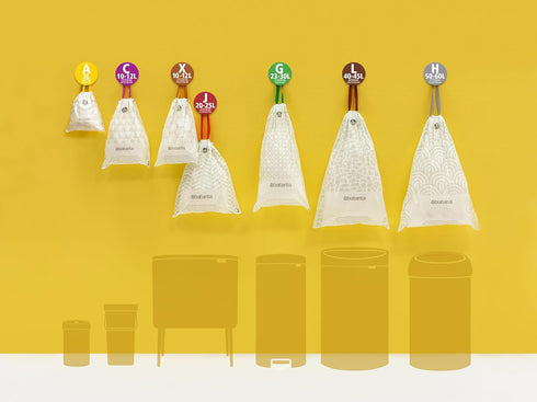 X/2.6-3.2 (40 Brabantia PerfectFit Trash Bags (Size Gal) Thick Plastic Trash Can Liners with Drawstring Handles Bags)