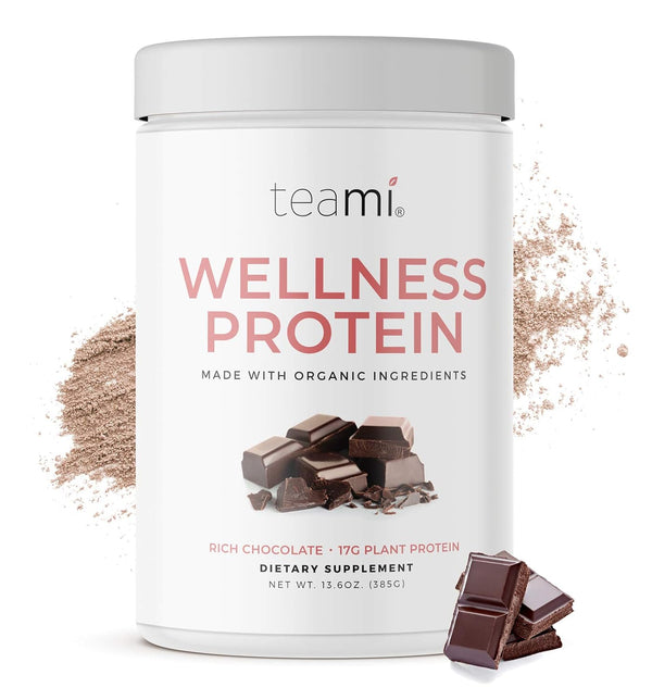 Teami Wellness Vegan Protein Powder, Organic Ingredients, Smooth Textured Chocolate, 14 Servings, 13.6 Ounce