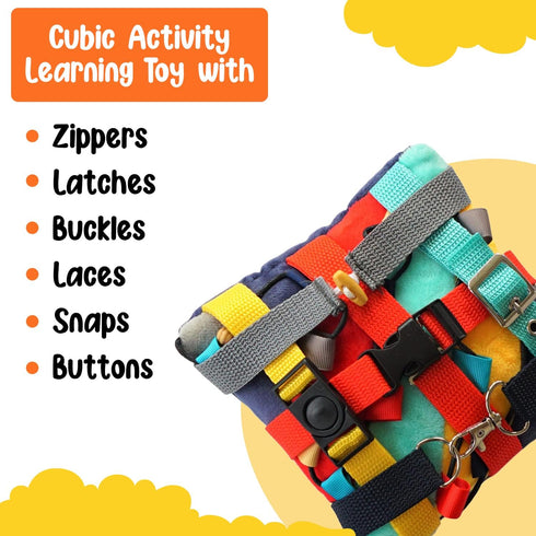 SENSORY4U Counting 2nd Buckle Pillow Sensory Fine Motor Development Toy Activity Plushie - OT Therapy Tool Threading