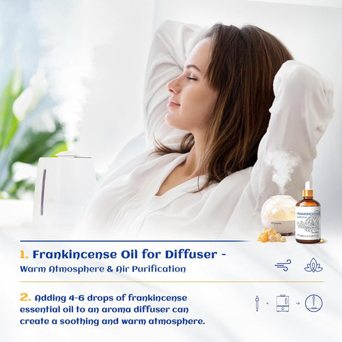 HIQILI 100ML Frankincense Essential Oil, 100% Pure and Natural for Massage and Pain Relief, 3.38 Fl Oz