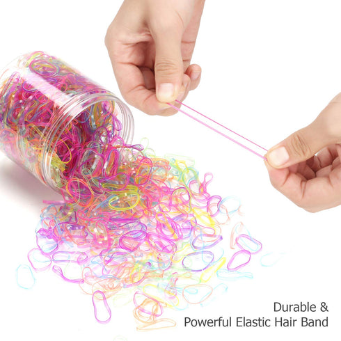 Hoyols 2000 Small Rubber Bands, Hair Ties Ponytail Elastic Multi Color Value Pack for Kids Girls Hair