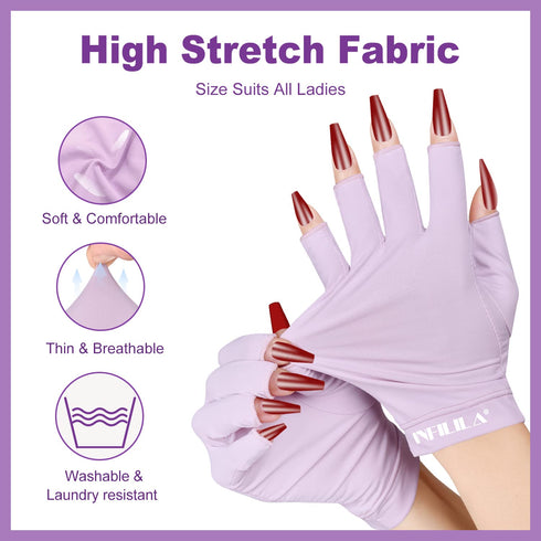 NXJ INFILILA UV Gloves for Nails - Professional Fingerless Gloves for Gel Manicure with UPF 99+ Protection