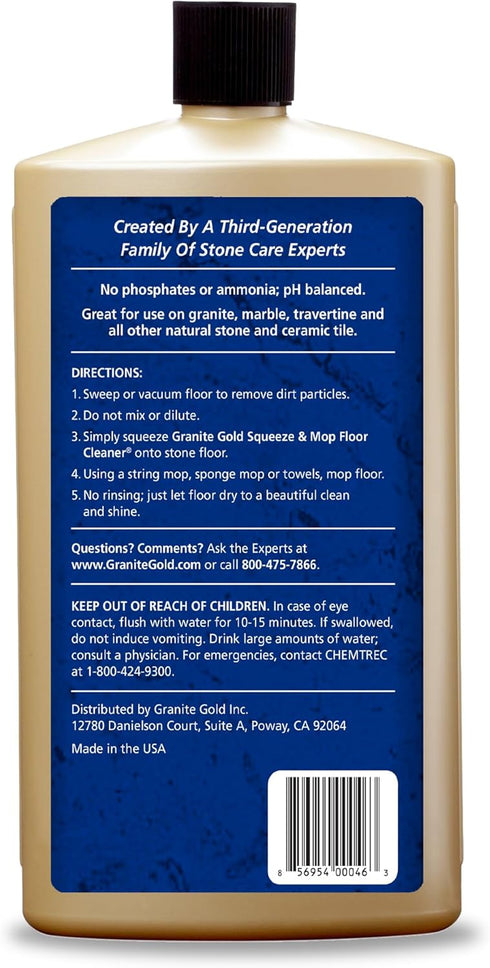Granite Gold Squeeze and Mop Floor Cleaner, 32 Fl Oz for Granite, Marble, and Natural Stone Surfaces