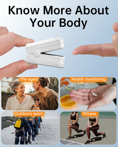 Bluetooth Pulse Oximeter Fingertip Monitor, HOLFENRY, for Heart Rate and Oxygen Saturation