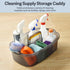 Large Cleaning Caddy with Handle, Sturdy Bucket Organizer for Cleaning Supplies, Clear Grey