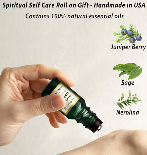 Stress Relief Roll On Essential Oil Sage Juniper Berry Spiritual Energy Clearing Protection Destress Smokeless Smudging