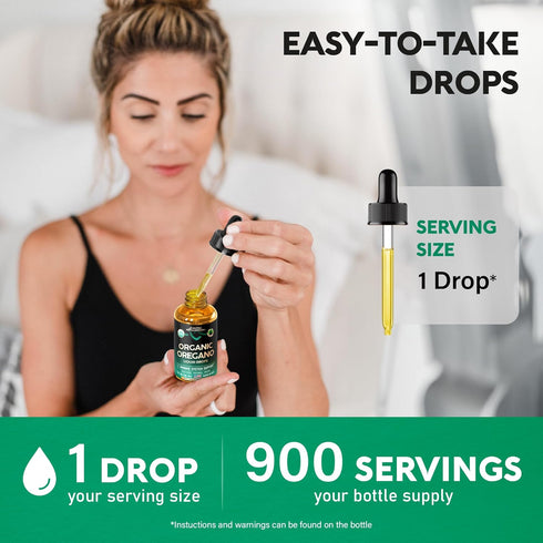 USDA Organic Oil of Oregano | Immune Support Liquid Drops with Vitamin E, Non-GMO, Natural, Vegan - 1 Fl Oz