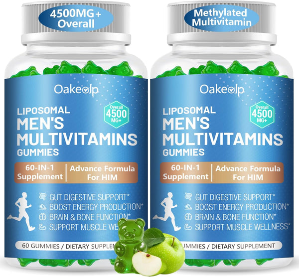 Oakevlp 2 Pack 60-IN-1 Liposomal Methylated Multivitamin Gummy for Men Overall 4500MG+,Vitamin A