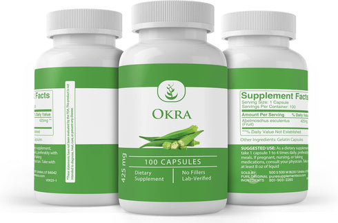 Pure Original Ingredients Okra Extract, 100 Capsules, Always Pure, Lab Verified, No Additives or Fillers