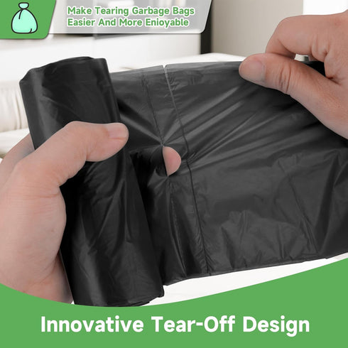 heihaily 1.6 Compostable Trash Bag Gallon - Black Unscented Strong Thick Tiny Garbage Bags Tear Resistant & Odor