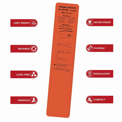 VPRIME SAFETYFY 36" 4.3" (4 Pack First Aid Splint X Orange -Waterproof First Aid Medical Tactical Field Splint For Bone