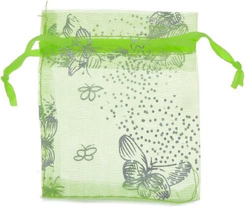 Wholesale 100PCS Organza Bag Butterfly Design Wedding Pouches Jewelry Packaging Bags (3.5x4.5 Light Green, 9x12cm)