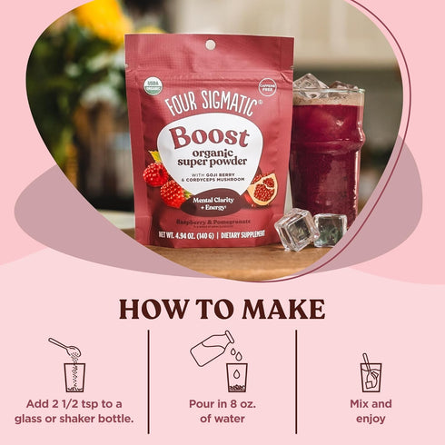 Four Sigmatic Organic Pre Workout Powder with Superfood Adaptogens & Antioxidants | Natural Pre Workout with Beetroot