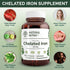 Natural Nutra Chelated Iron Supplement for Men & Women, 180 Tablets for Optimal Absorption, Hair & Skin Health