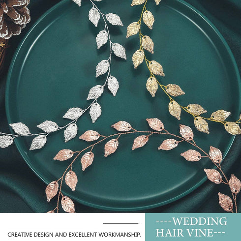 Yean Gold Leaf Wedding Headband Bridal Headpieces for Bridesmaid and Flowergirls (Gold, 15.7 Inches)