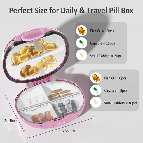 VirgoCCY 6 Travel Pill Organizer, Compartments Portable Pill Case, Luxury Plating Design, Weekly Pill Organizer