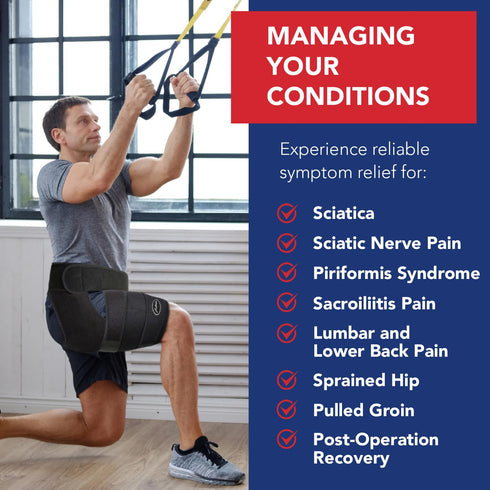 Doctor Developed Hip Brace for Men & Women, Strengthening & Stabilizing Compression Wrap for Sciatica Pain Relief,