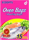 Oven Bags for Cooking, Roasting Bags for Chicken, Meat, Ham, Seafood, and Vegetables - 15 Bags (13.8 x 17 IN)