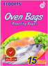 Oven Bags for Cooking, Roasting Bags for Chicken, Meat, Ham, Seafood, and Vegetables - 15 Bags (13.8 x 17 IN)