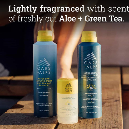 Oars + Alps After Sun Spray with Aloe Vera, Kukui Oil & Niacinamide, Hydrating Skin Care, 6oz