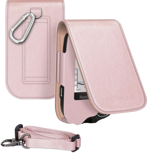 PU Protective Case for Freestyle Libre 3/2, Lightweight Shockproof Diabetic Storage Neck Sling with Detachable Lanyard