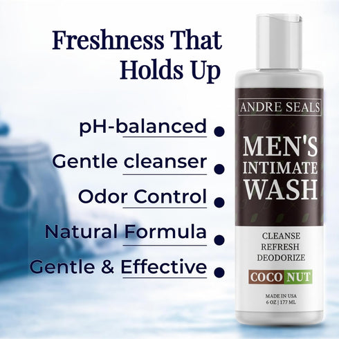 Intimate Wash for Men pH-Balanced Male Hygiene Cleanser, Refreshing Rich Lather | Coconut Lime Scent