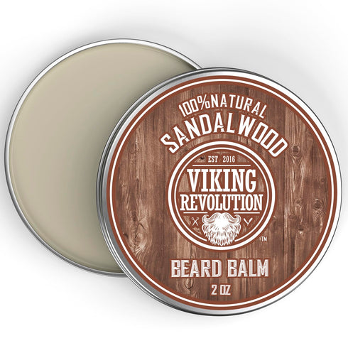 Viking Revolution Beard Balm with Sandalwood Scent, Argan & Jojoba Oils for Men