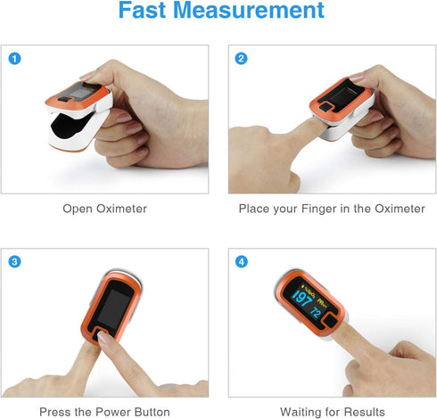 Orange Dual Color OLED Finger Pulse Oximeter by MIBEST - Blood Oxygen Saturation Monitor with OLED Screen