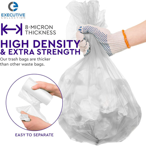 Clear 7-10 Gallon Trash Bags, Bulk Pack, Medium Size Garbage Bin Liners for Office, Bedroom, Kitchen, 250 Bags
