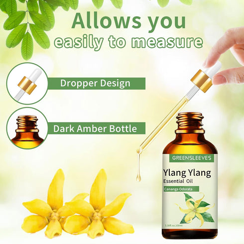 Ylang Ylang Essential Oil 3.38 oz, 100% Pure Aromatherapy Oil for Diffuser, Perfumes, Massage, Soap Making