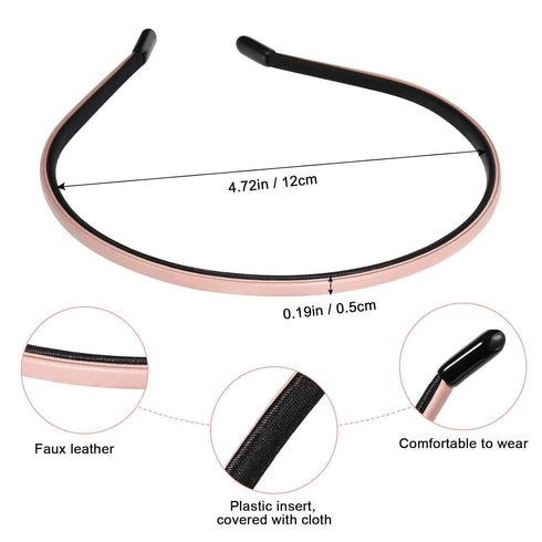 WILLBOND 6 Pieces Skinny Leather Headbands, Thin Plastic Hair Loop Clasp Bands for Women, 6 Colors
