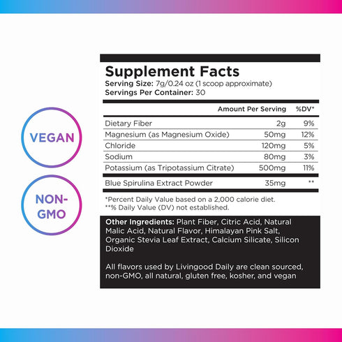 Livingood Daily Electrolytes Powder, Sugar-Free Hydration Drink to Replenish & Energize the Body, Berry Frost